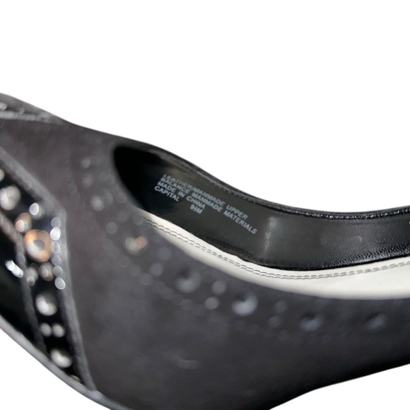 Franco Sarto Capital Women 9.5M Black Patent Leather Suede 3" Heel Square Toe - Picture 8 of 9